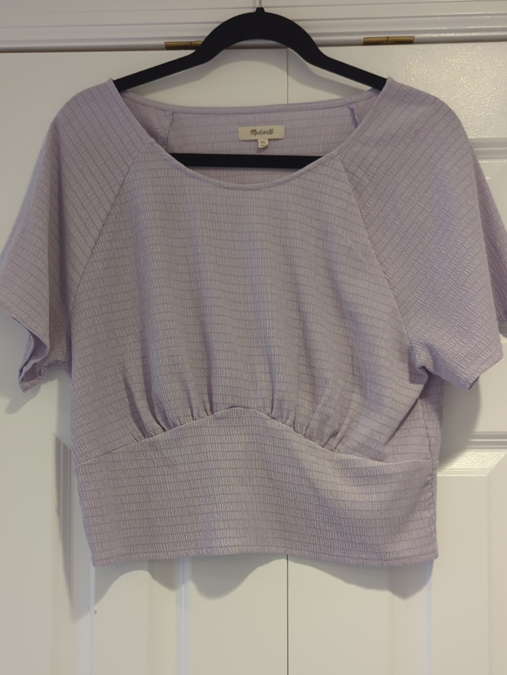 Madewell Light Lavender Textured Short Sleeve Crop Top